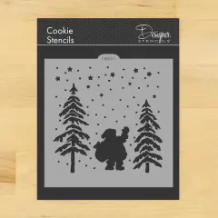 Nighttime Santa Cookie & Craft Stencil | CM031 by Designer Stencils | Cookie Decorating Tools | Baking Stencils for Royal Icing, Airbrush, Dusting Powder | Craft Stencils for Canvas, Paper, Wood | Reusable Food Grade Stencil