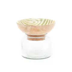 Glass Nut Jar with Wooden Bowl-Shaped Lid &ndash; Stylish Storage for Nuts and Snacks-350 ML
