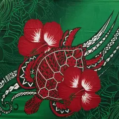 Hibiscus Turtle Tribal Assortment Polyester Sarong 72" L x 45" W Green