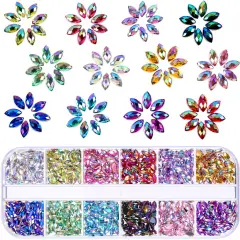 1200 Pieces 12 Colors Shiny Rhinestones Horse Eye Rhinestones Flat Back