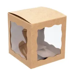 Kraft 3 Sided Window Box 3" x 3" x 3" 25 pack WKRG345