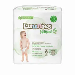 Lunnies Natural Ultra Absorbent Premium Diapers - Size 6 - 200 Count Multicolor