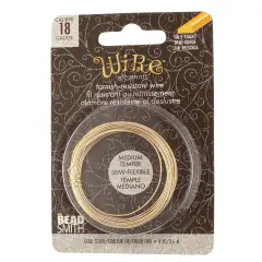 The Beadsmith Half-Round Craft Wire - Wire Elements - Medium Temper - 18 Gauge, 4 Yard Coil - Gold Color - Beading Wire Used for Jewelry Making, Wire Wrapping, and Other DIY Arts & Crafts