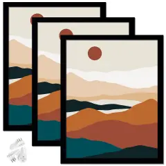 Black 8.5x11 Picture Frame Set of 3, High Transparent Frame for 8.5 By 11 Photo Collage Canvas Poster Size Wall Mount and Tabletop Horizontally Vertically (Black, 8.5 x 11 inches)