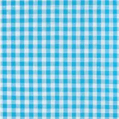 Easycare Gingham Large Aqua Polyester Cotton Fabric by the Yard