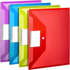 4 Pcs Plastic Folders with Pocket Plastic Envelopes