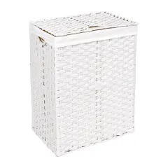 Seville Classics Handwoven Lidded Laundry Hamper White