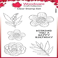 Woodware Clear Stamps 4"X6"-Singles Blooms For Birds Flower Heads