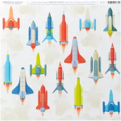 American Crafts Everyday Single-Sided Cardstock 12"X12"-Rockets
