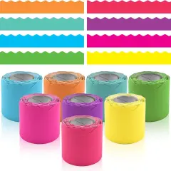 8 Rolls 262.4 Ft Bright Bulletin Board Borders Set