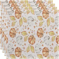 Set of 4 Orange Fall Pumpkin Placemats - 12x18 Inch