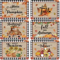 Set of 6 Buffalo Plaid Fall Placemats