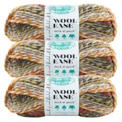 Lion Brand Yarn - Wool-Ease Thick & Quick - 3 Pack with Needle Gauge - 640-610 (Coney Island)