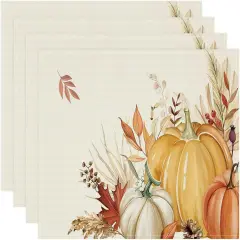 Set of 4 Pumpkin Leaves Fall Placemats - 12x18 Inch