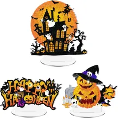 3 Pcs Halloween Diamond Art Tabletop Decorations