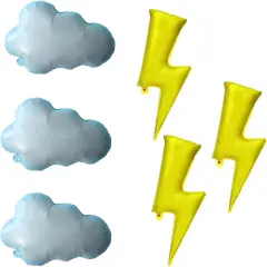 6PCS Lightning Bolt Cloud Mylar Balloons, Flash Foil Party Balloon