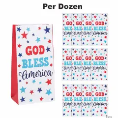 Religious Patriotic Paper Treat Bags 5 1/4" x 10" - 12 Pc