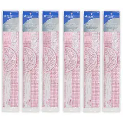 Beveled Protractor Ruler, 12", Transparent, Pack of 6