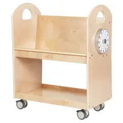 Mobile Book Cart with Countdown Timer, Classroom Bookshelf Natural
