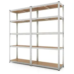 Costway 2 PCS 5 Tier Adjustable Garage Shelving Unit with 2000 lbs Max Load for Warehouse Black/Grey/Blue/Silver