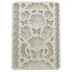 Stamperia Silicone Mold A5-Shabby Rose Roses And Butterfly