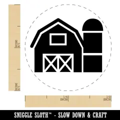 Farm Barn with Silo Self-Inking Rubber Stamp Ink Stamper for Stamping Crafting Planners Orange