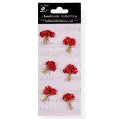 Little Birdie Paper Bouquet 6/Pkg-Cardinal Red