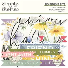 Simple Vintage Meadow Flowers Bits & Pieces 45/Pkg-Sentiment
