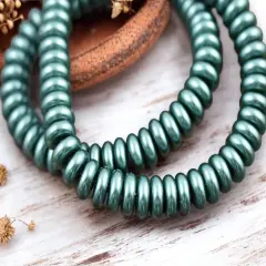 8x3mm Teal Celestial Pearl Rondelle Beads (16" Strand)