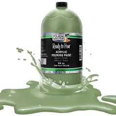 Pouring Masters Agave Green Metallic Pearl Ready to Pour Acrylic Pouring Paint - Premium 64-Ounce Pre-Mixed Fluid Acrylic Paint - Fluid Art Supplies for Canvas, Wood, Paper, Tile & Rocks