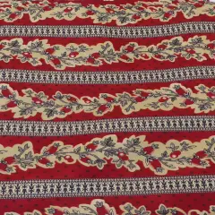 Red Floral with Berries and Black Cotton Fabric by the Yard