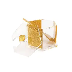 Lucite Hexagon Honey Dish White Marble