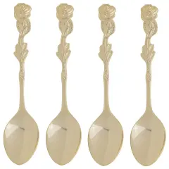 Fino 4.5-Inch Rose Design Gold Plated Demi Spoon