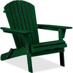 Best Choice Products Folding Adirondack Chair Outdoor, Wooden Accent Lounge Furniture w/ 350lb Capacity Yard Green
