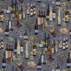 Vineyard - Blue Novelty Upholstery Fabric 54 Inches"