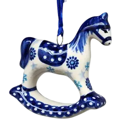 Rocking Horse Ornament - Blue Meadow Pattern