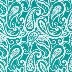 Caribbean - Aqua & Teal Paisley Upholstery Fabric 54 Inches"