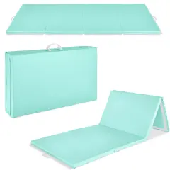 Best Choice Products 10ftx4ftx2in Folding Gymnastics Mat 4-Panel Exercise Workout Floor Mats w/ Handles Aqua