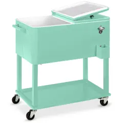 Best Choice Products 80qt Steel Rolling Cooler Cart w/ Bottle Opener, Catch Tray, Drain Plug, Locking Wheels Mint