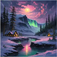 Snow Mountain Paint by Numbers Kit for Adults Beginner Waterfall Adult Paint by Number Kits On Canvas River Cabin Oil Painting Kit for Adults Kits for Gift Home Wall Decor 16x20 Inch