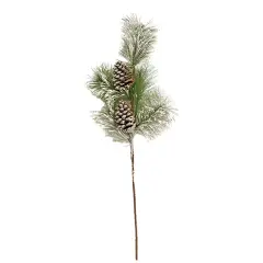 Large Snowfall Pine Pick 35 Inch Winter Decor with Pinecones and Flocking