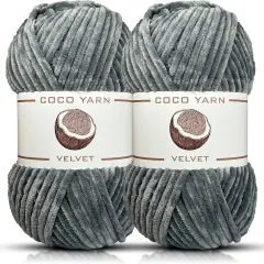 2 Pack Velvet Yarn for Crocheting (Grey)