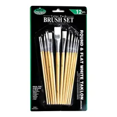 RSET-9611 | 12pc White Taklon Round/Flat Brush Set