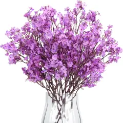 Babys Breath Artificial Flowers, 8 Bundles Real Touch Purple Fake Flowers Spring Plants Decor Silk Flower Bulk for Vase Home Wedding Indoor Outdoor Table Party Decorations