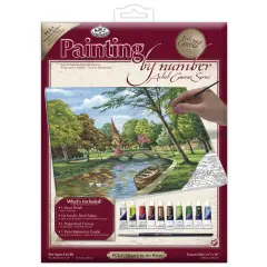 PCL4 | Painting by numbers&trade; 13pc 11" x 14" Church by the River Canvas Painting Project