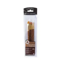 RSET-9162 | 5pc Golden Taklon Round/Angular Brush Set