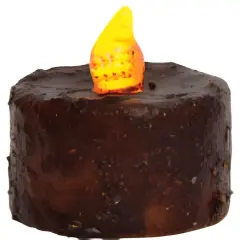 Burnt Mustard Wax Coated LED Tealight Amber Flicker Candle Flameless and Battery Operated