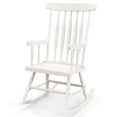 Costway Solid Wood Rocking Chair Porch Rocker Indoor Outdoor Seat Glossy Finish White\Coffee