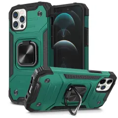 Insten Rugged Dual-Layer Case Compatible With iPhone 12 Pro Max Case 6.7 inch (2020) Full Body Heavy Duty Case with 360 Ring Kickstand, Anti-Scratch Anti-shock Drop Protection, Dark Green