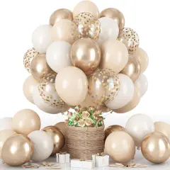 Beige and Champagne Gold Latex Balloon Set